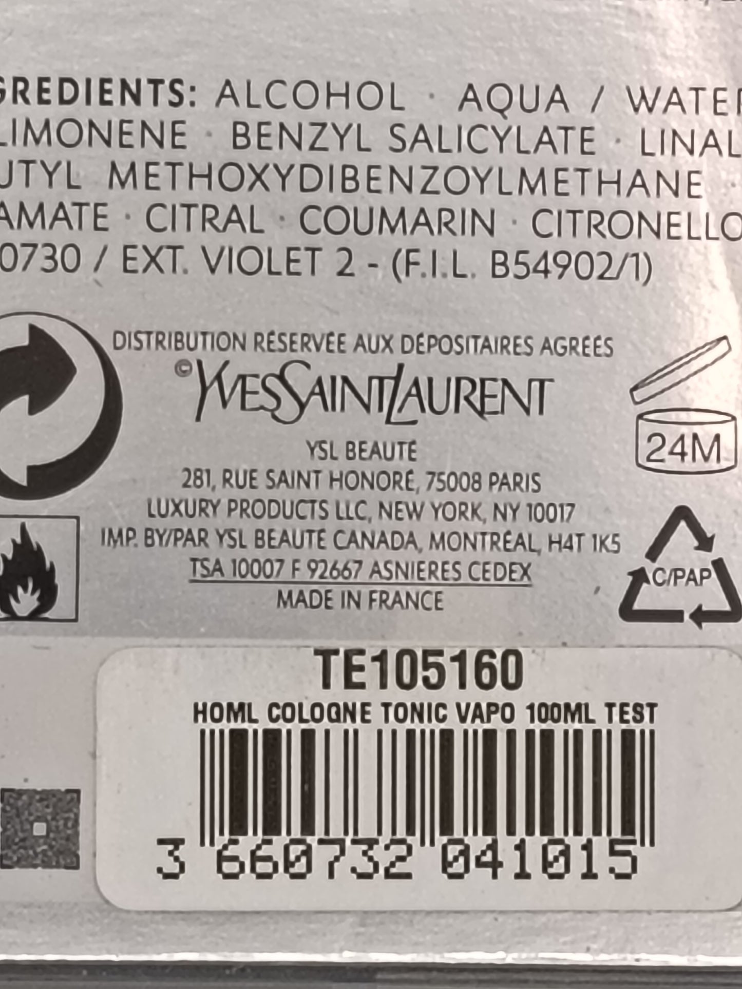Yves Saint Laurent YSL L’Homme Libre Cologne Tonic 100 ml 2012