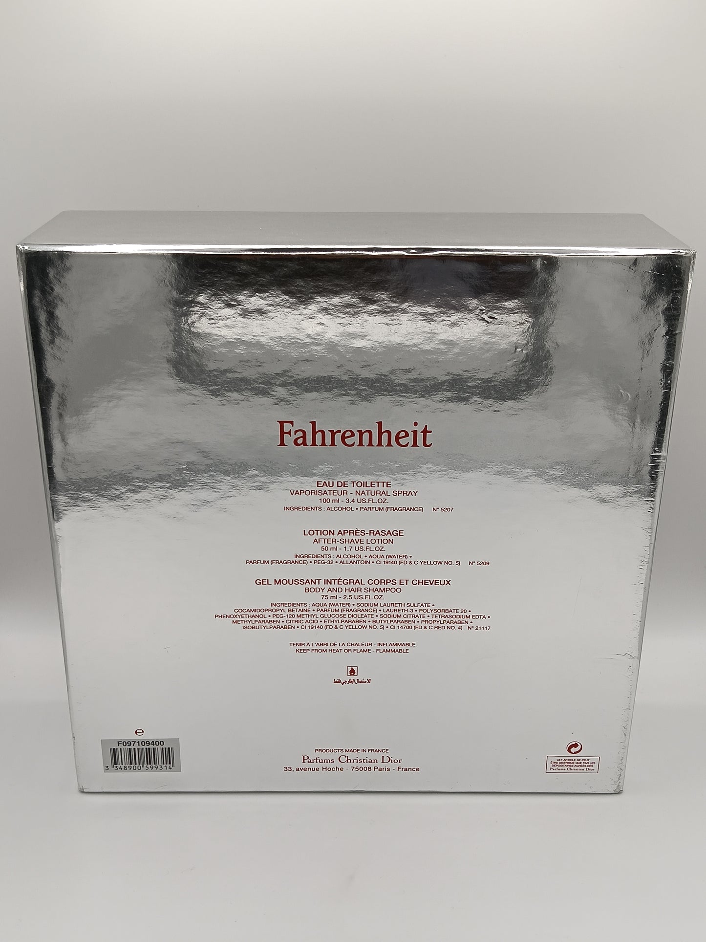 Cofre regalo Christian Dior Fahrenheit vintage 100 ml 2004